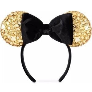 Walt Disney World 50th Anniversary Gold Luxe Jewel Minnie Ear Headband/Box